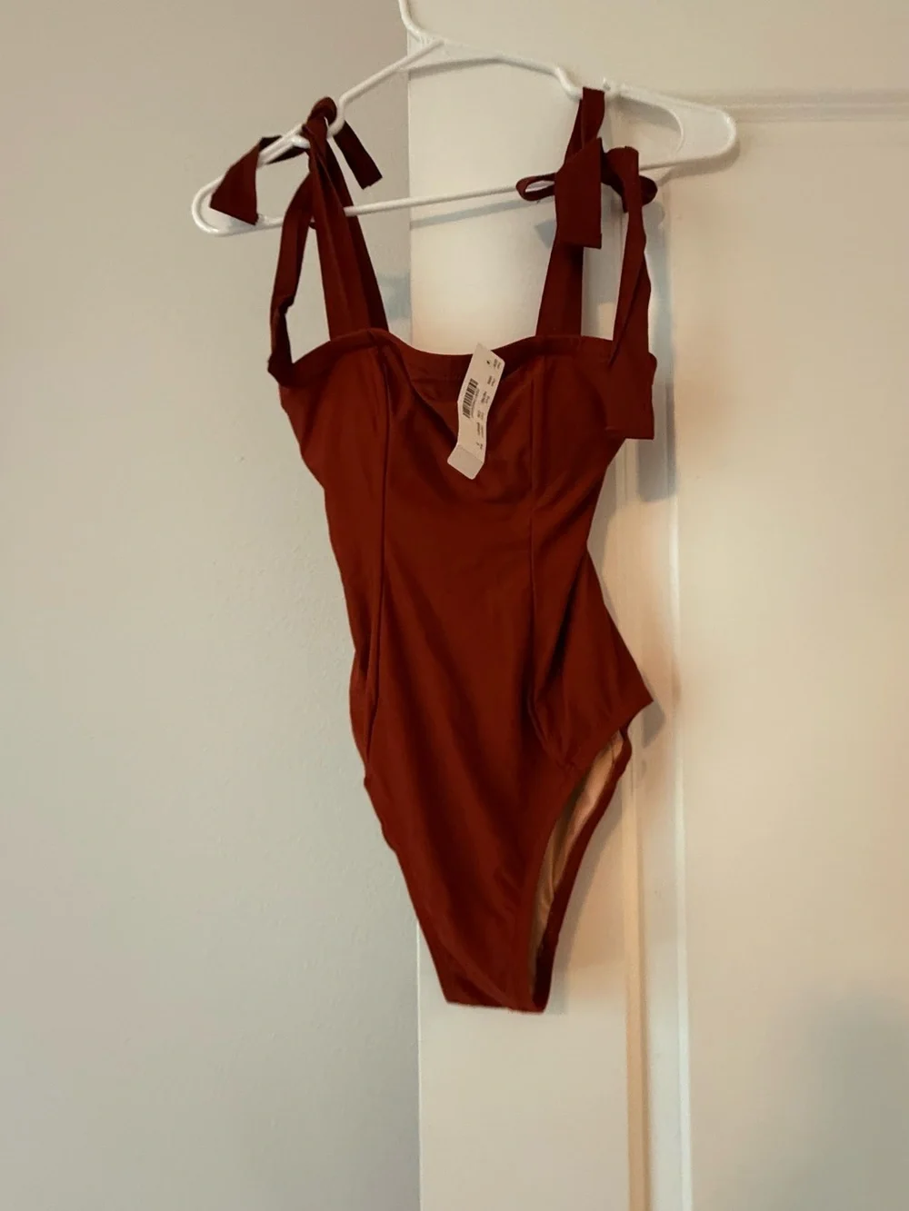 J. Crew Rust Tie-Shoulder One-Piece Swimsuit